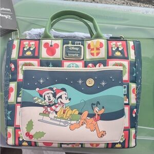 Loungefly Disney Holiday Tote - Green and Blue